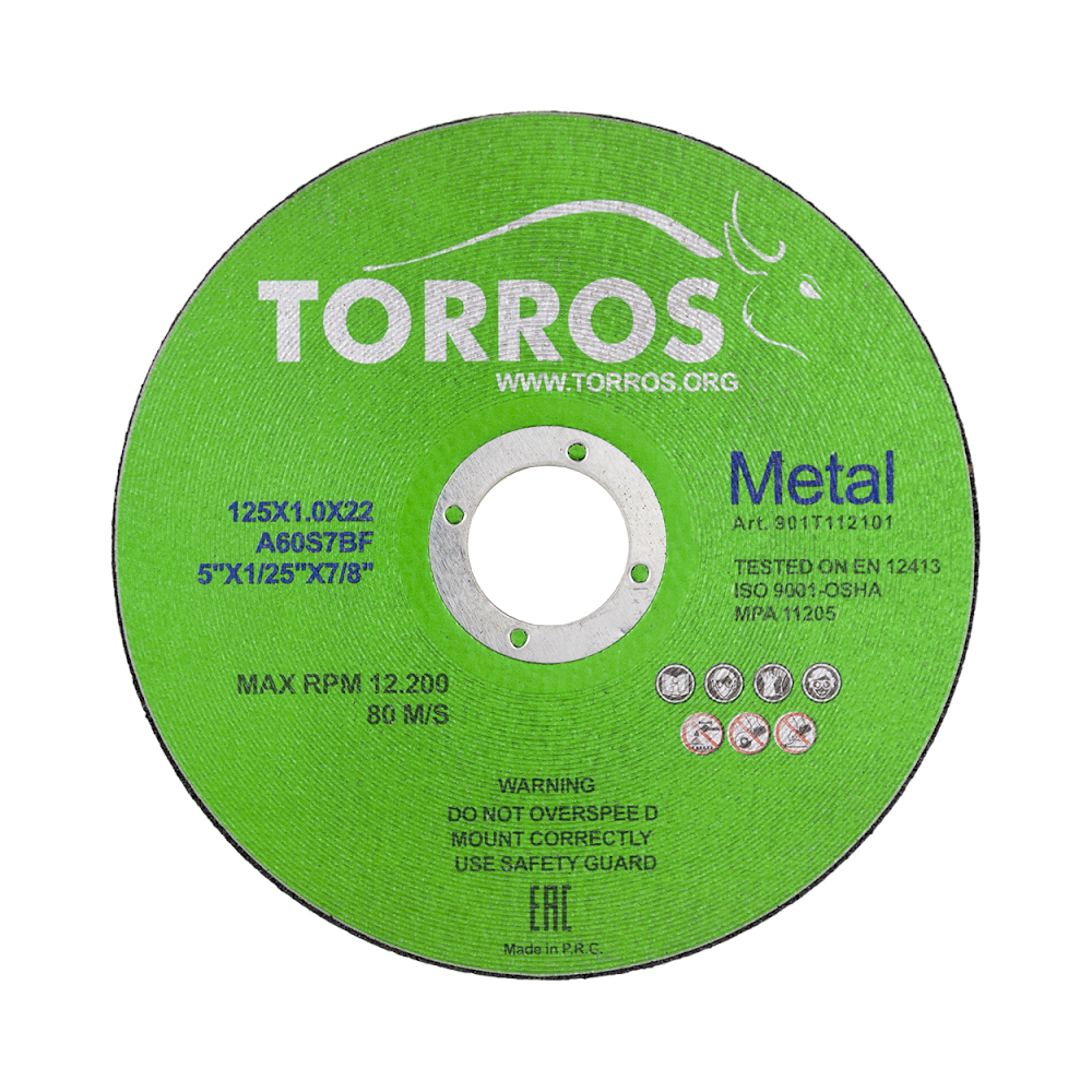Griešanas disks metālam TORROS 125*1,0*22,2 art.901Т112101