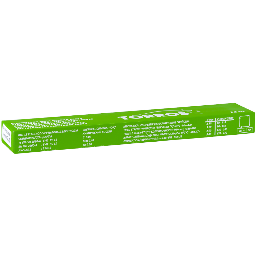 Metināšanas elektrodi TORROS E6013 d.2.5mm, 2.5 kg art.311T252502 — изображение 2