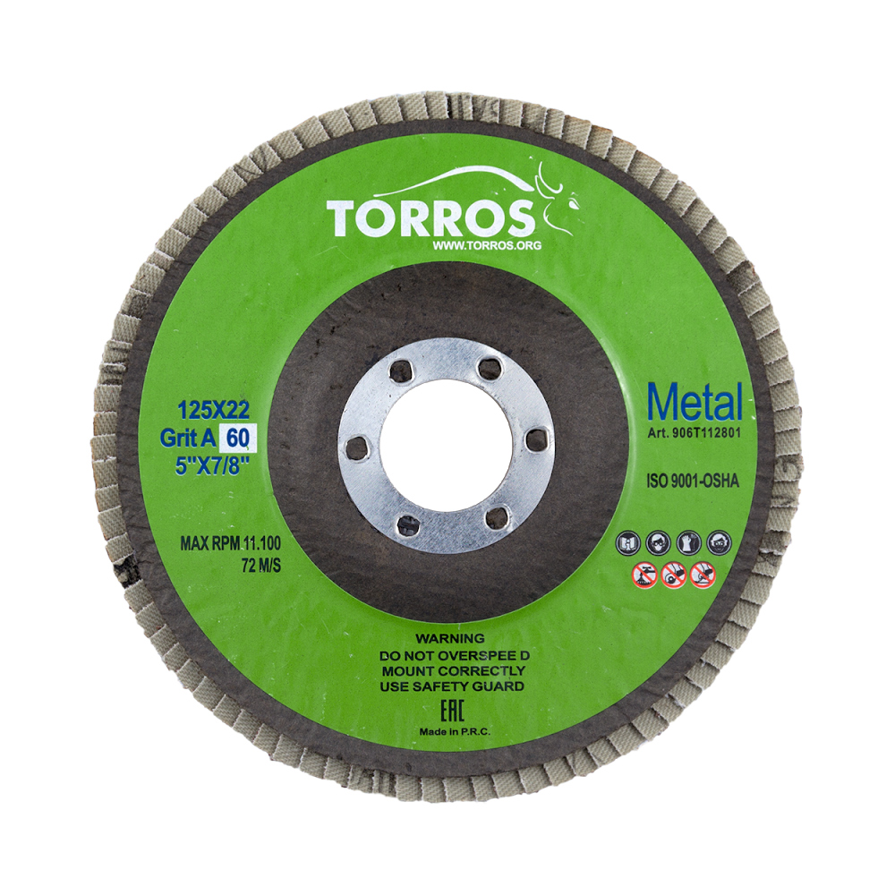 Lameļu slīpēšanas disks TORROS 125x22 P60 art.906Т112601