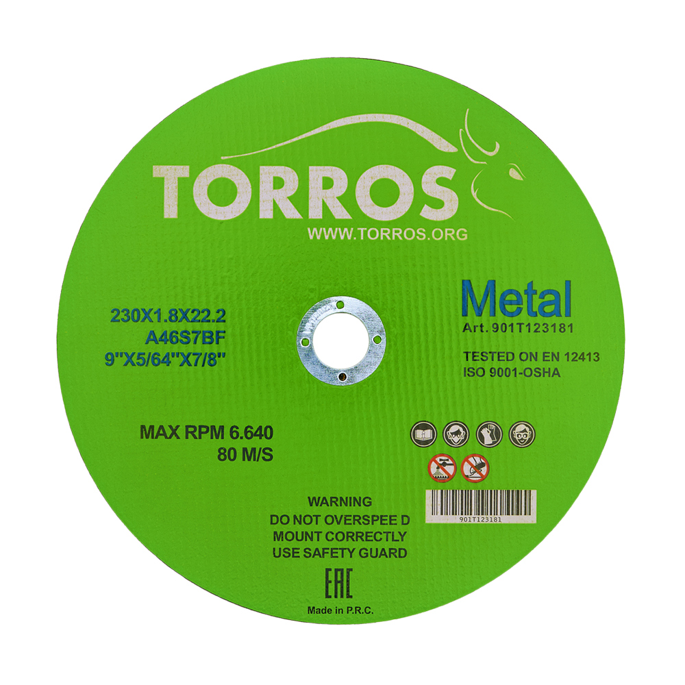 Griešanas disks metālam TORROS 230*1,8*22,2 art.901Т123181