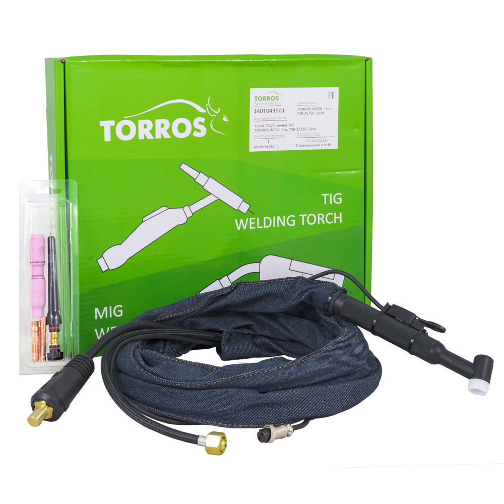 Deglis TIG TORROS WP26, 4m, TSB 35/50, 2pin., art.140T043501