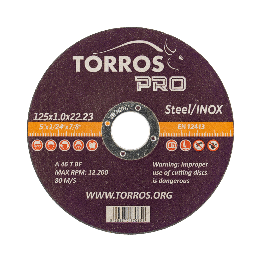 Griešanas disks steel/inox TORROS Pro 125*1,0*22,2 art.901T312101