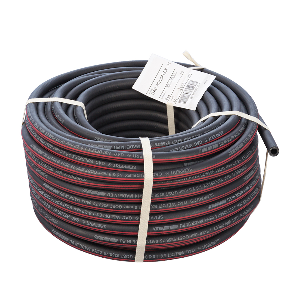 Acetilēna šļūtene GAC Weldflex 9х3mm melna ar sarkanu art.210T209015