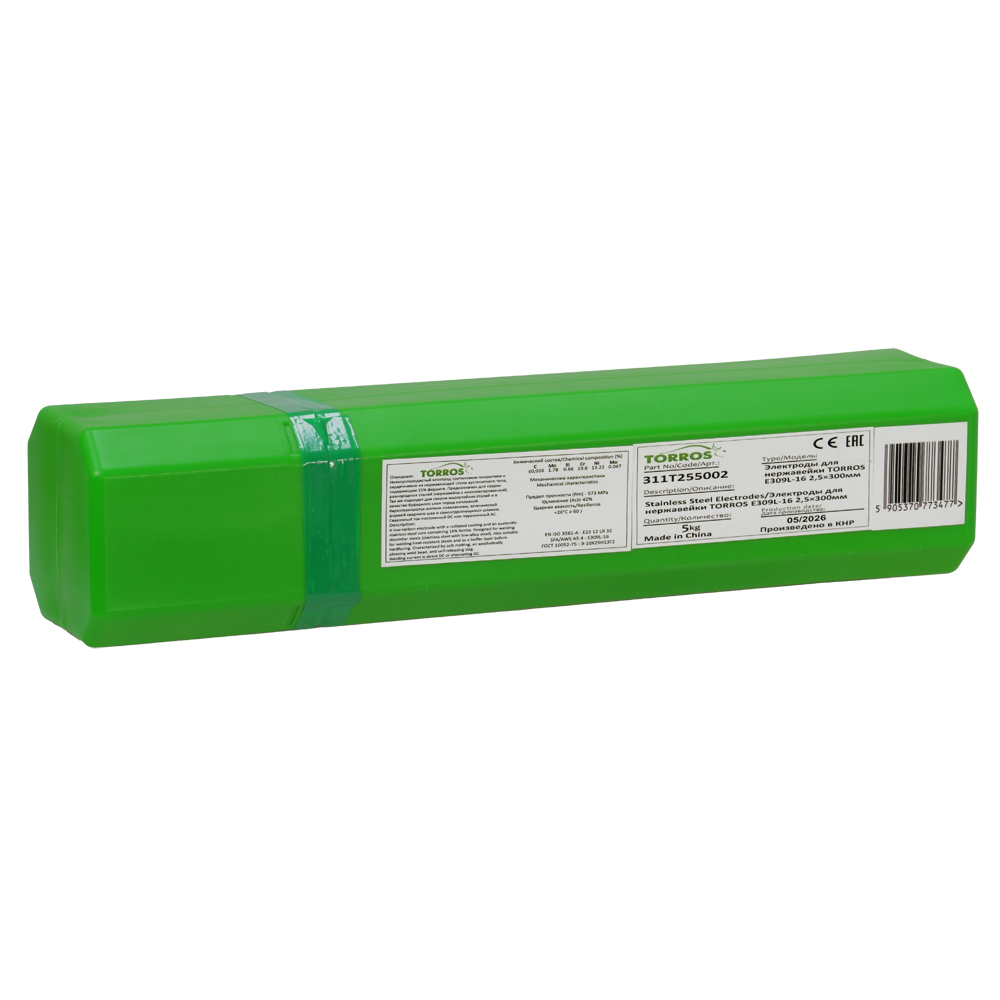 Stainless steel electrodes TORROS E309L-16 d.2,5*300mm/5kg, art.311T255002 — изображение 2