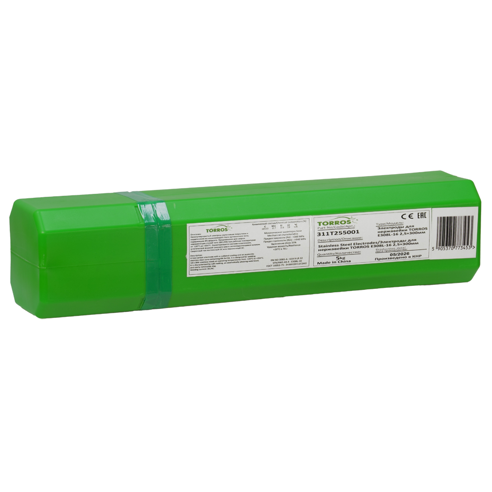 Elektrodi nerūsējošam tēraudam TORROS E308L-16 d.2,5*mm/5kg, art.311T255001 — изображение 2